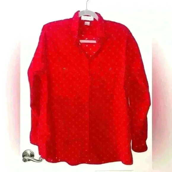 Gap clothing, company, vintage, printed corduroy button down top women large. - Picture 1 of 5